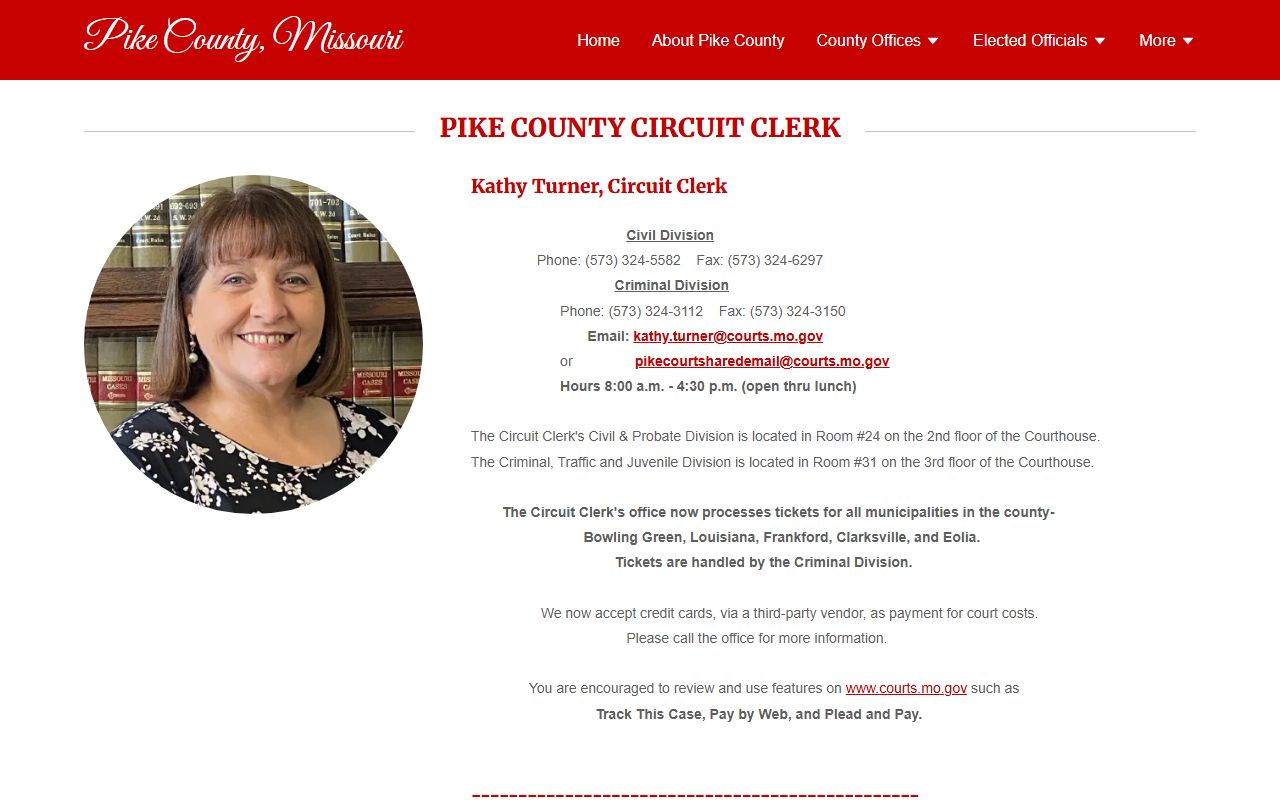 Pike County court records after jail arrest Circuit Clerk page