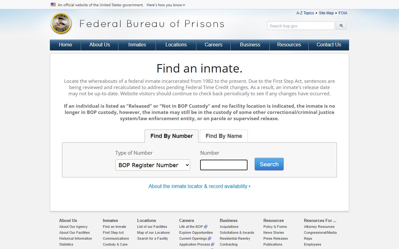 BOP locator for federal inmate records outside Pike County jail custody
